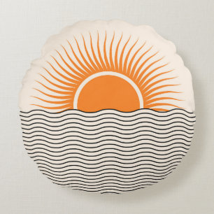 Abstracte zonsondergang: geometrische boho decor. rond kussen