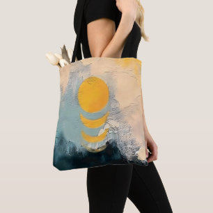 Abstracte zonsondergang – Gouden kalmte boven de h Tote Bag