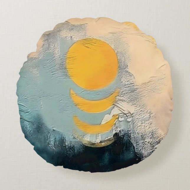 Abstracte Zonsondergang – Gouden Rust boven de Hor Rond Kussen (Voorkant)