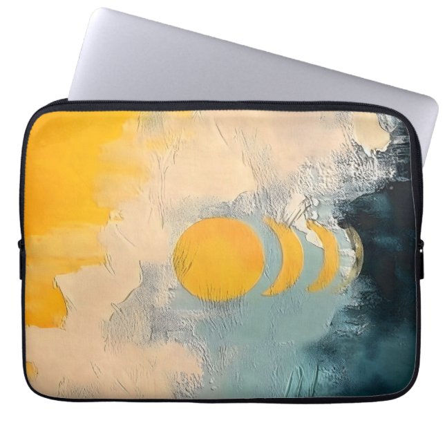 Abstracte Zonsondergang – Gouden Rust Over Horizon Laptop Sleeve (Voorkant)