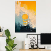 Abstracte Zonsondergang – Gouden Rust Over Horizon Poster (Thuiskantoor)