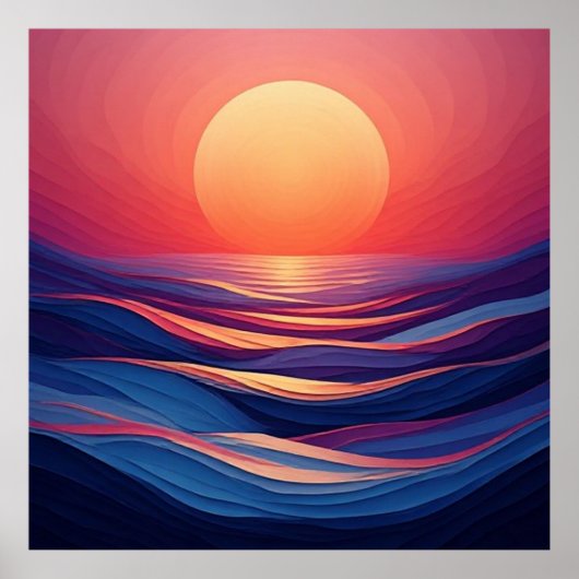 Abstracte Zonsondergang Gradiënt Horizonten 🌅 Poster (Voorkant)