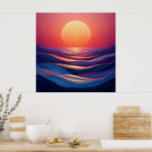 Abstracte Zonsondergang Gradiënt Horizonten 🌅 Poster (Keuken)