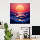 Abstracte Zonsondergang Gradiënt Horizonten 🌅 Poster (Thuiskantoor)
