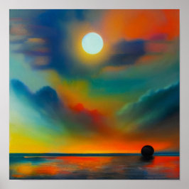 Abstracte zonsondergang in de haven poster