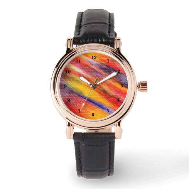 Abstracte Zonsondergang Kleur Horloge (Voorkant)