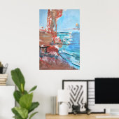 Abstracte Zonsondergang Kust & Rode Rotsen Poster (Thuiskantoor)