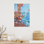 Abstracte Zonsondergang Kust & Rode Rotsen Poster (Keuken)