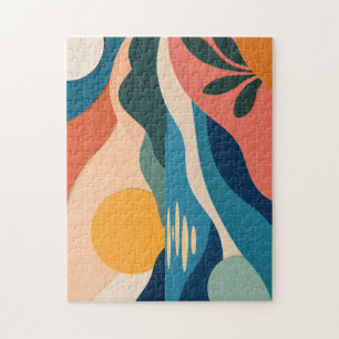 Abstracte Zonsondergang Landschap Moderne Kunst Le Legpuzzel