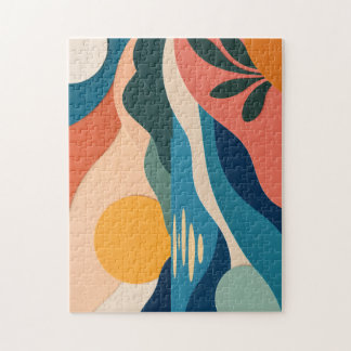 Abstracte Zonsondergang Landschap Moderne Kunst Le Legpuzzel