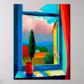 Abstracte Zonsondergang Landschapsschilderij, Abst Poster (Voorkant)