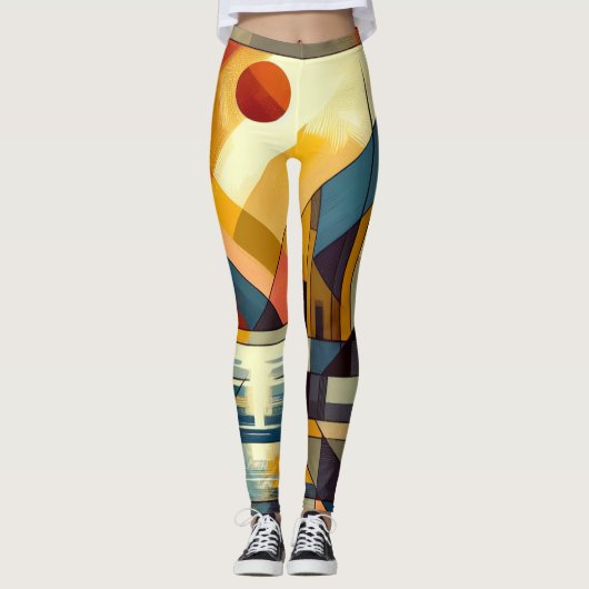 Abstracte zonsondergang leggings (Voorkant)