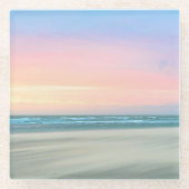 Abstracte zonsondergang op het strand in Den Haag Glazen Onderzetter (Voorkant)