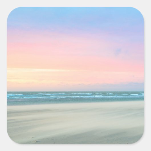 Abstracte zonsondergang op het strand in Den Haag Vierkante Sticker (Voorkant)
