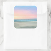 Abstracte zonsondergang op het strand in Den Haag Vierkante Sticker (Tas)
