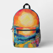 Abstracte zonsondergang op het veld bedrukte rugzak (Voorkant)