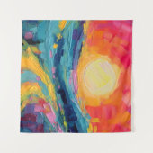 Abstracte zonsondergang op het veld wandkleed (Voorkant (horizontaal))