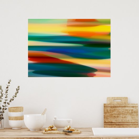 Abstracte zonsondergang poster (Keuken)