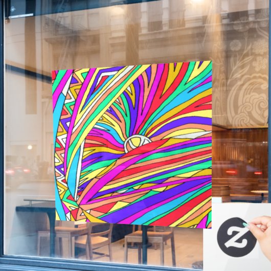 Abstracte zonsondergang raamsticker (Cafe Raam)