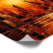 Abstracte Zonsondergang Stadsprofiel Palette Mes  Poster (Hoek)