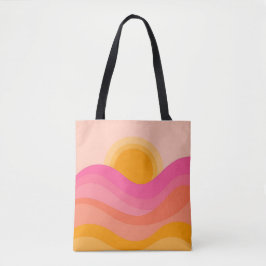 Abstracte Zonsondergang Tote Tas | Pastelgolf