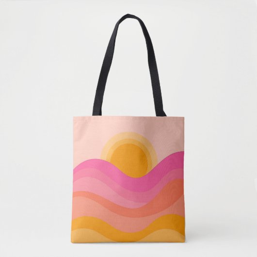 Abstracte Zonsondergang Tote Tas | Pastelgolf (Voorkant)