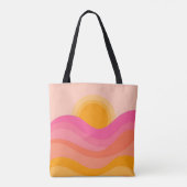 Abstracte Zonsondergang Tote Tas | Pastelgolf (Achterkant)