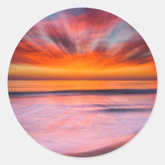 Abstracte zonsondergang van Tamarack Beach Ronde Sticker (Voorkant)