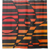 Abstracte zonsondergangstrepen met vette geometris douchegordijn (Voorkant)