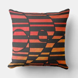 Abstracte zonsondergangstrepen met vette geometris kussen
