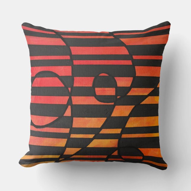 Abstracte zonsondergangstrepen met vette geometris kussen (Voorkant)