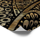 Abstracte zonsopgang landschapsbergen en riviertje poster (Hoek)