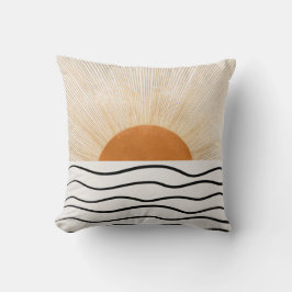 Abstracte Zonsopgang Oceaan Golven Moderne Worp Ku Kussen