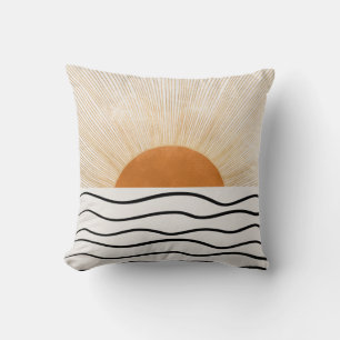 Abstracte Zonsopgang Oceaan Golven Moderne Worp Ku Kussen
