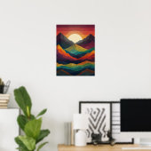 Abstracte Zonsopgangpieken Poster (Thuiskantoor)