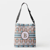 Abstracte Zuidwest blauwe en bruine boodschappenta Crossbody Tas (Achterkant)
