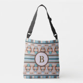 Abstracte Zuidwest blauwe en bruine boodschappenta Crossbody Tas (Voorkant)