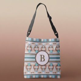 Abstracte Zuidwest blauwe en bruine boodschappenta Crossbody Tas