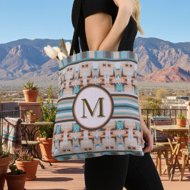 Abstracte Zuidwest blauwe en bruine boodschappenta Tote Bag