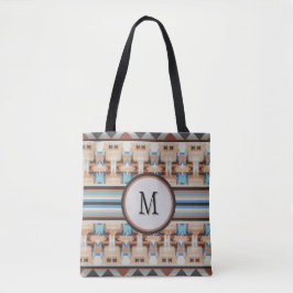 Abstracte Zuidwest blauwe en bruine boodschappenta Tote Bag