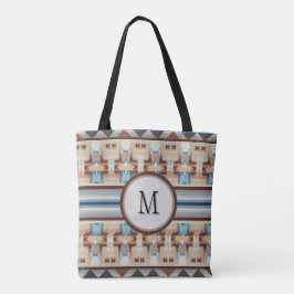 Abstracte Zuidwest blauwe en bruine boodschappenta Tote Bag