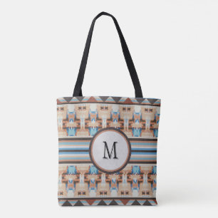 Abstracte Zuidwest blauwe en bruine boodschappenta Tote Bag