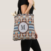 Abstracte Zuidwest blauwe en bruine boodschappenta Tote Bag (Dichtbij)