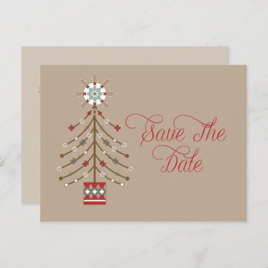 Abstracte zuidwestelijke kerstboom Bewaar de datum Aankondigingskaart (Voorkant / Achterkant)