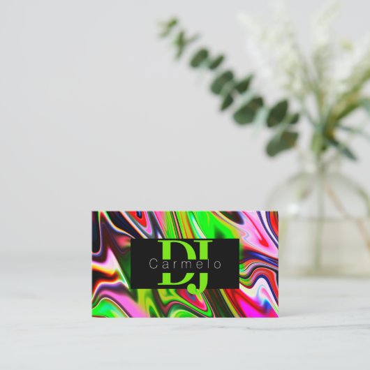 Abstracte zuurstofmuziekproducent DJ Visitekaartje (Staand voorkant)