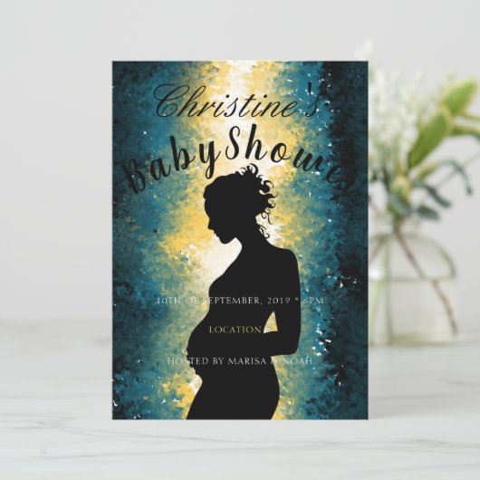 Abstracte zwangere vrouw silhouet Baby shower Kaart (Staand voorkant)
