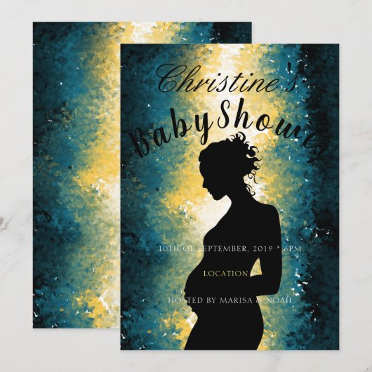 Abstracte zwangere vrouw silhouet Baby shower Kaart (Voorkant / Achterkant)