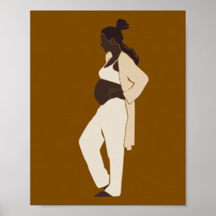 Abstracte zwangere vrouw silhouet zwangerschaps ku poster