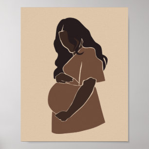 Abstracte zwangere zwarte vrouw Moederkunst Poster