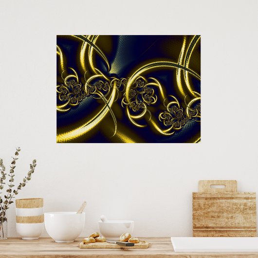 Abstracte zwart-gouden kunst poster (Keuken)